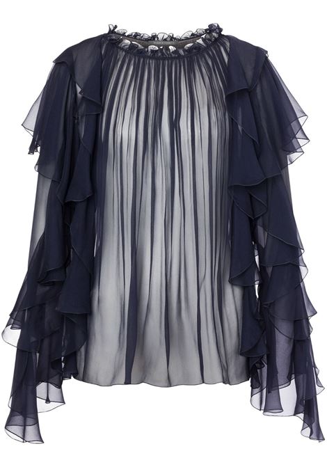 Blusa con ruches in seta blu Alberta Ferretti - donna ALBERTA FERRETTI | 020516140510